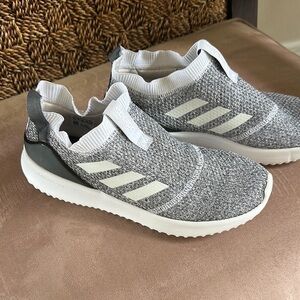 Adidas Knit Slip-On Sneakers in Gray and White